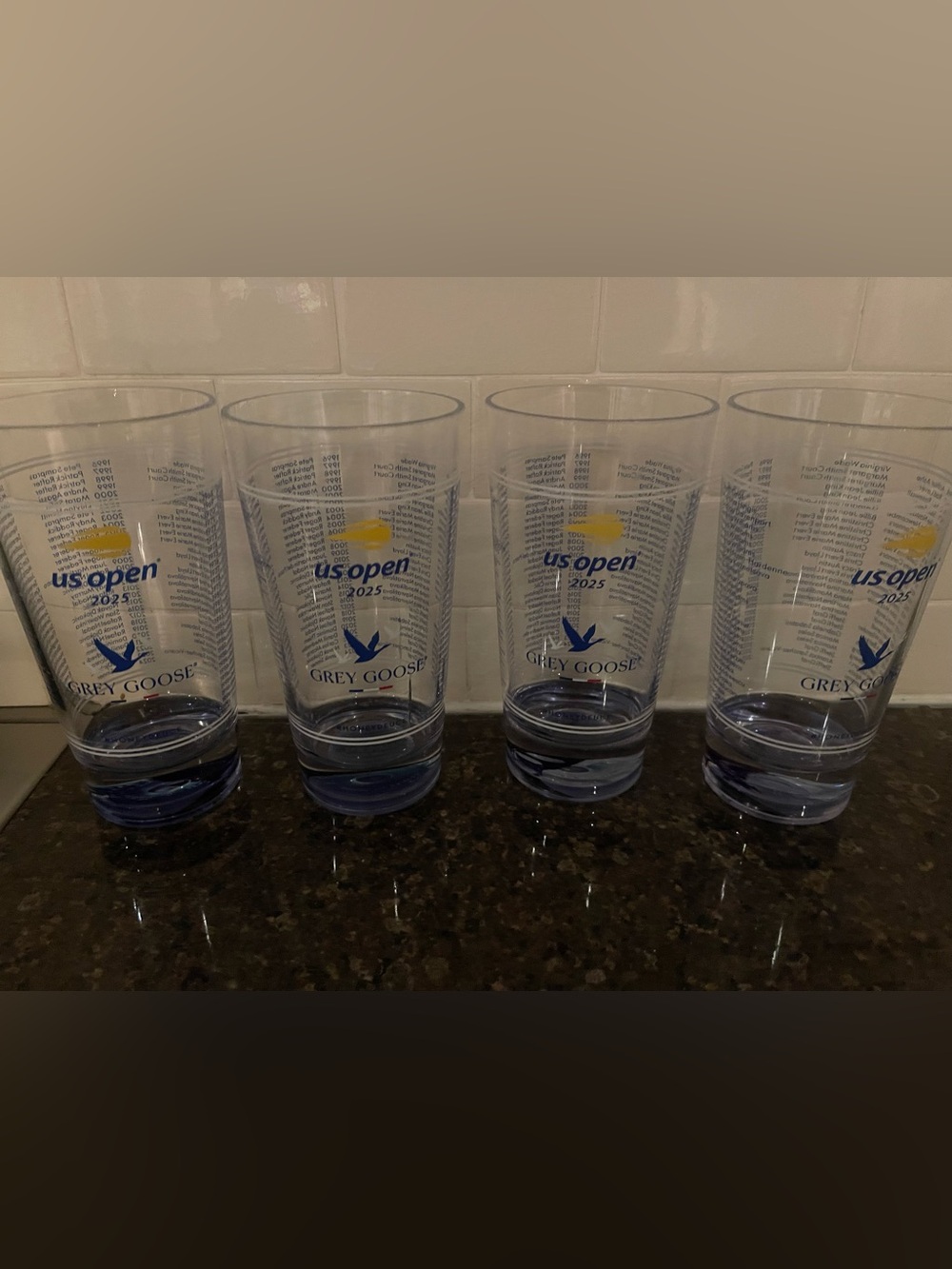 US Open 2025 Blue Accent Pint Glass - Set of 4 honey deuce